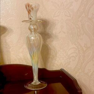 Vintage Large Silvestri Murano glass candle stick 14.75”